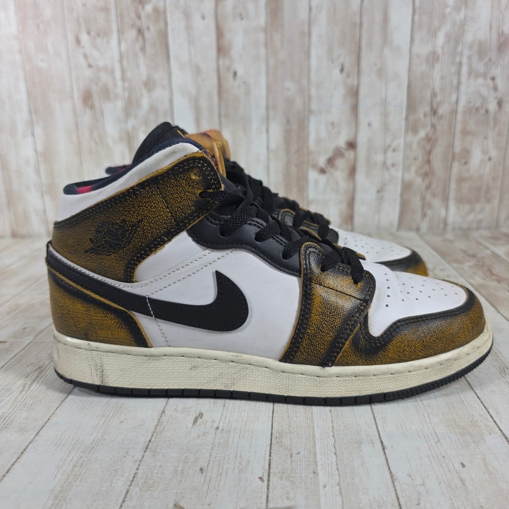 Air Jordan 1 Mid SE TD Toddler Shoes DQ8418 071 White Gold Black